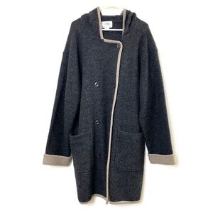 Casual Workstyles Wool Hooded Double Breasted Coat - Large